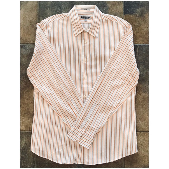EXPRESS Long Sleeve Fitted Stripe Shirt, L - Picture 4 of 6
